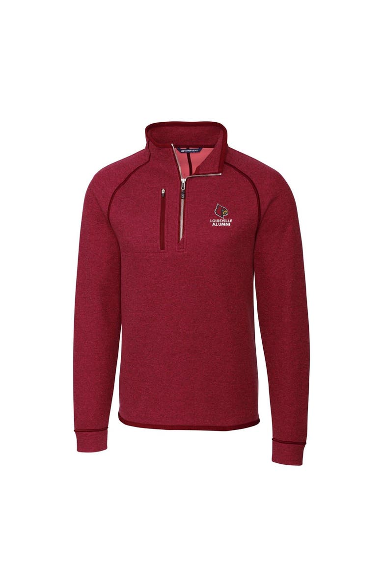 Cutter & Buck Men's Cutter & Buck  Heather Red Louisville Cardinals Alumni Logo Mainsail Sweater-Knit Half-Zip Pullover Jacket, Alternate, color, 