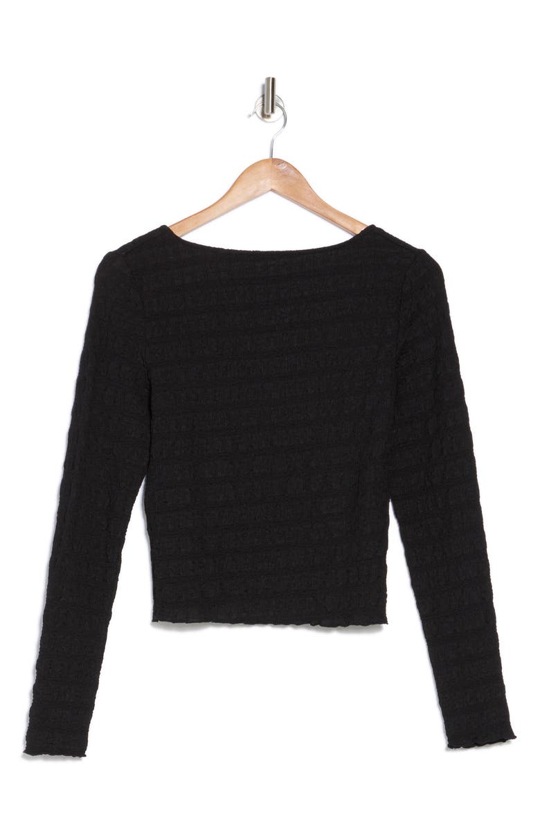 Elodie Long Sleeve Textured Crop Top, Alternate, color, Black