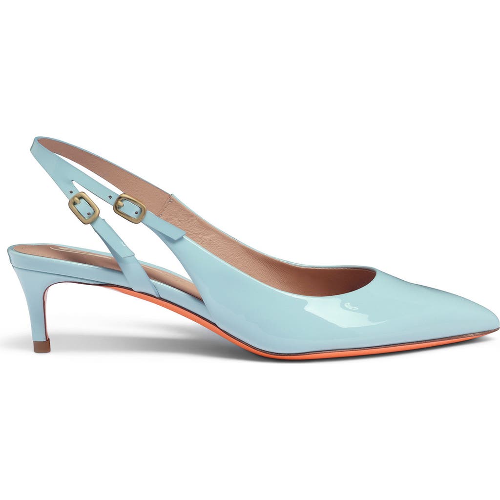 SANTONI PATENT LEATHER MID-HEEL SLINGBACK