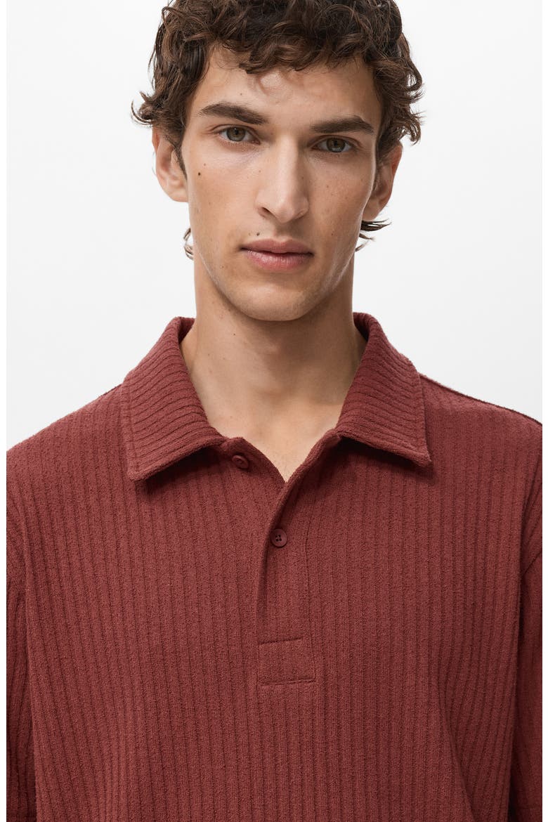 Textured Knit Polo, Alternate, color, CHERRY