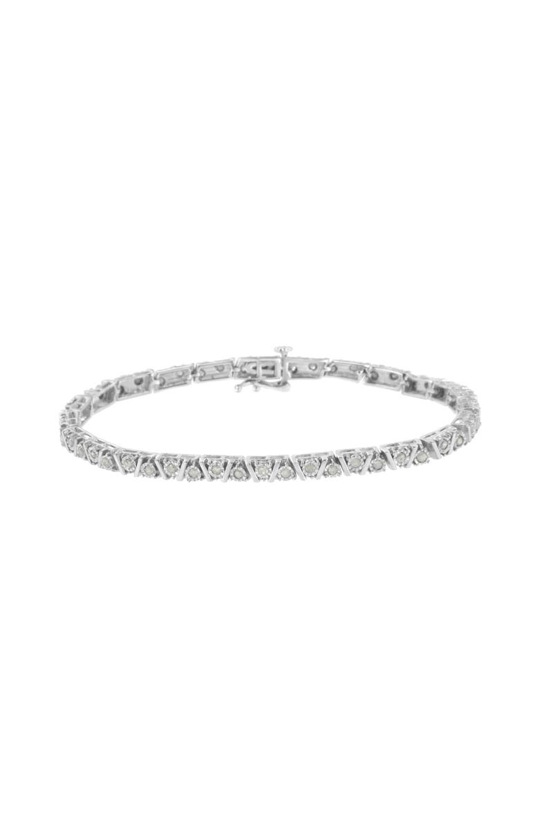 Haus of Brilliance Silver 1.0 cttw Miracle-Set Diamond Tennis Bracelet, Alternate, color, White