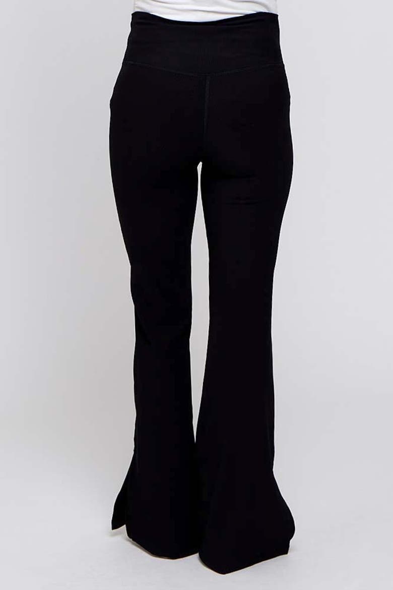 V-Waist Ribbed Bootcut Maternity Leggings, Alternate, color, Black