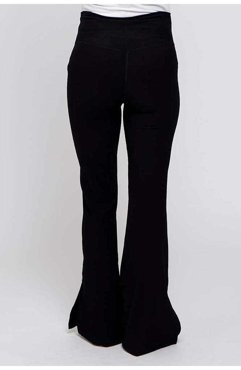 PinkBlush V-Waist Ribbed Bootcut Maternity Leggings, Alternate, color, Black