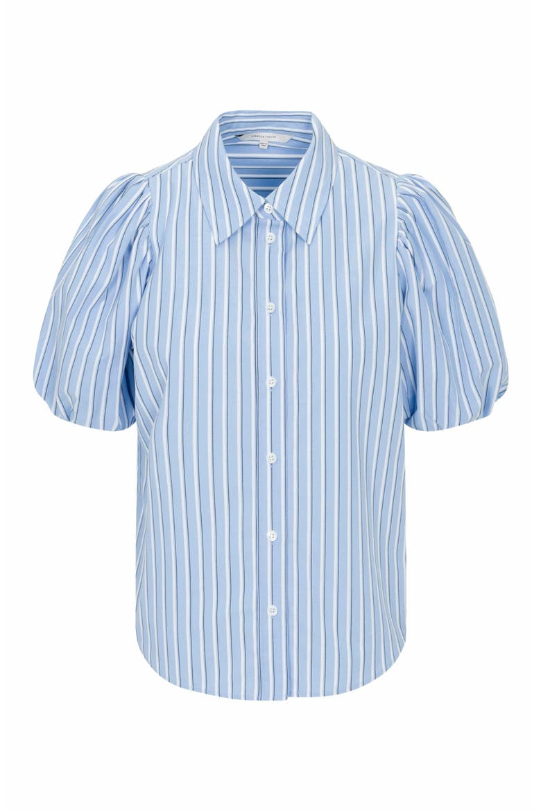 Priya Poplin Blouse, Alternate, color, BLUE STRIPE COMBO