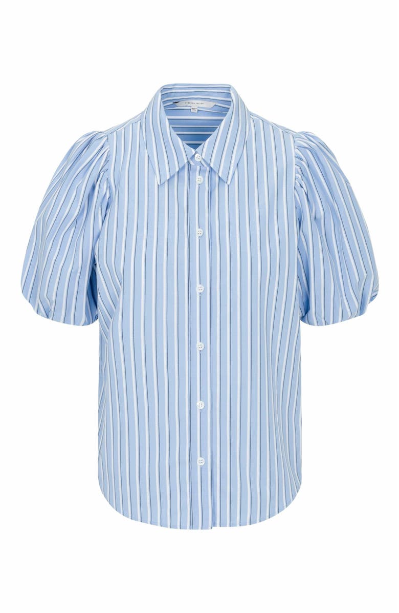 Rebecca Taylor Priya Poplin Blouse, Alternate, color, Blue Stripe Combo