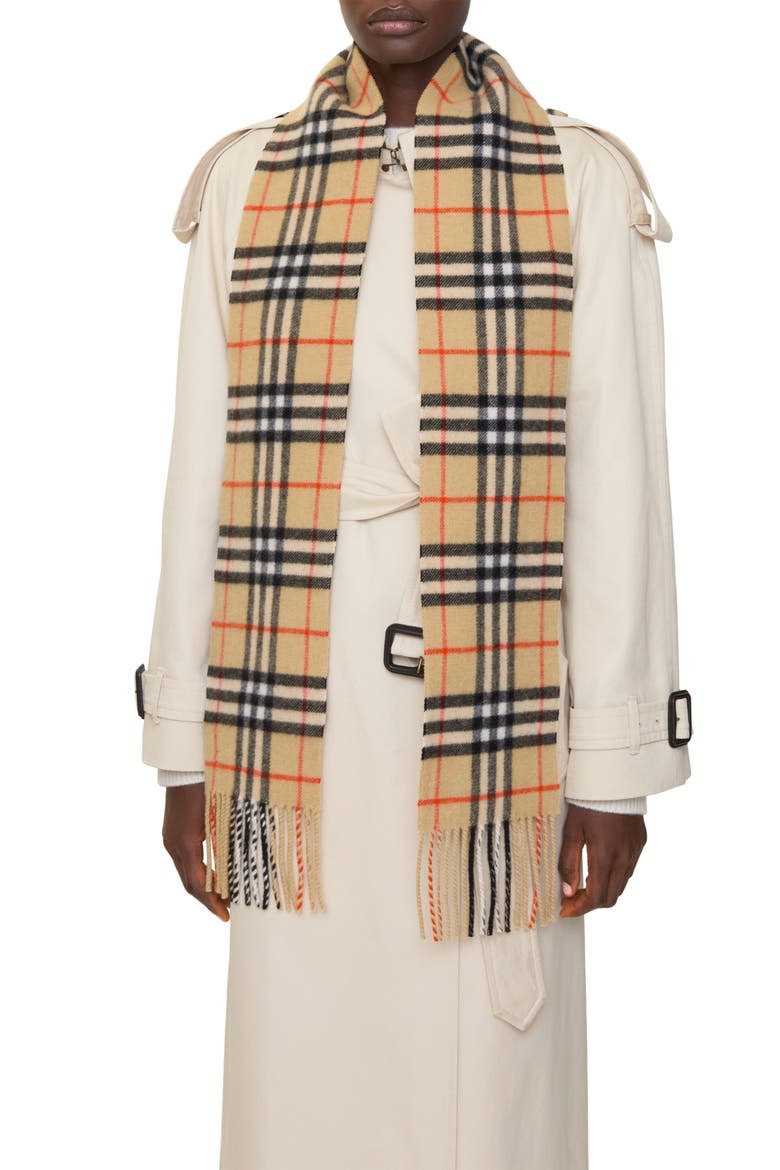 Check Cashmere Scarf, Alternate, color, SAND
