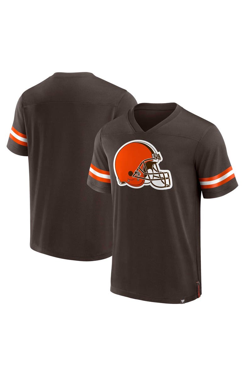 FANATICS Men's Fanatics Branded Brown Cleveland Browns Jersey Tackle V-Neck T-Shirt, Main, color, Brown