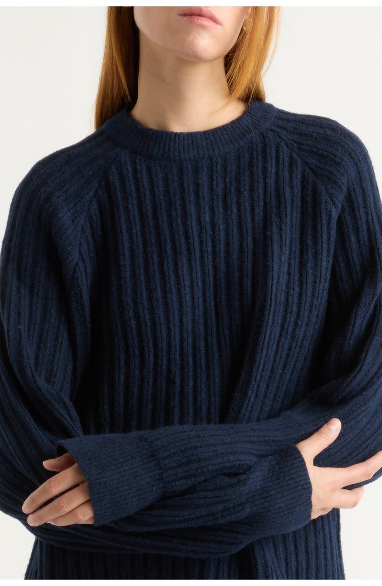 Modern Citizen Roylene Ribbed Boyfriend Sweater, Alternate, color, Navy