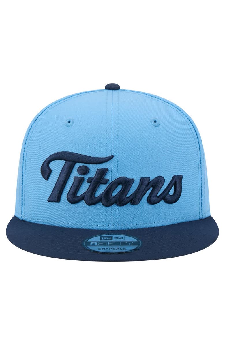 New Era Men's New Era Light Blue/Navy Tennessee Titans Script 9FIFTY Snapback Hat, Alternate, color, Light Blue