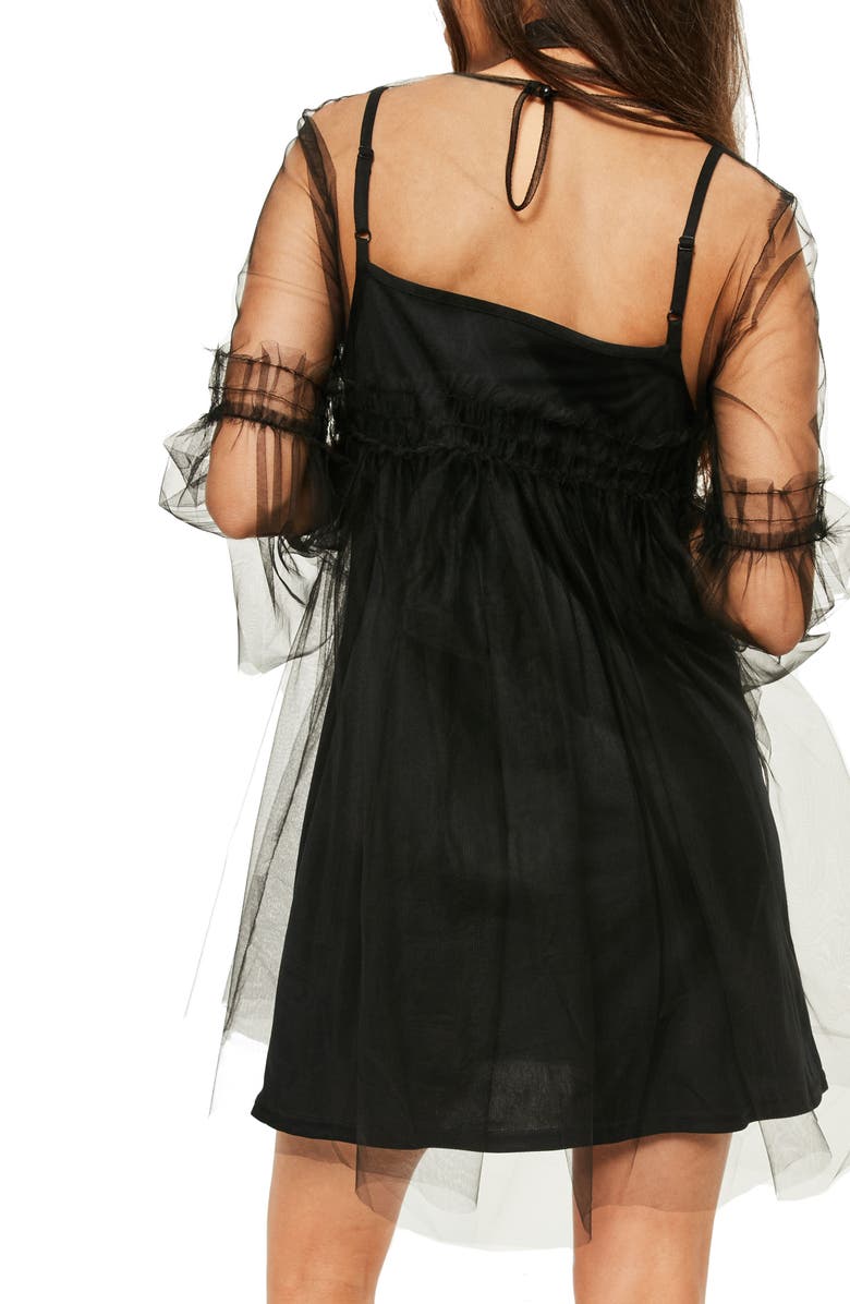 Missguided Tulle Mesh Minidress, Alternate, color, 