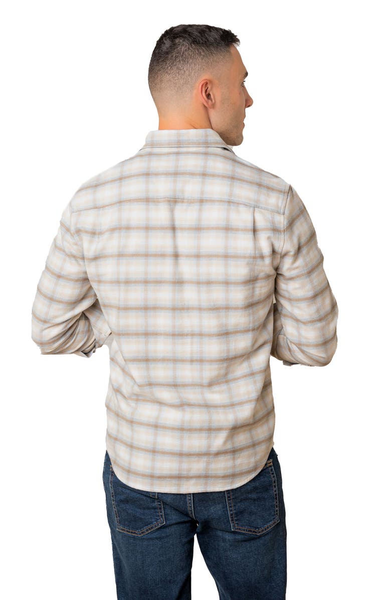 Hope & Henry Organic Long Sleeve Flannel Button Down Shirt, Alternate, color, Taupe Ombre Plaid