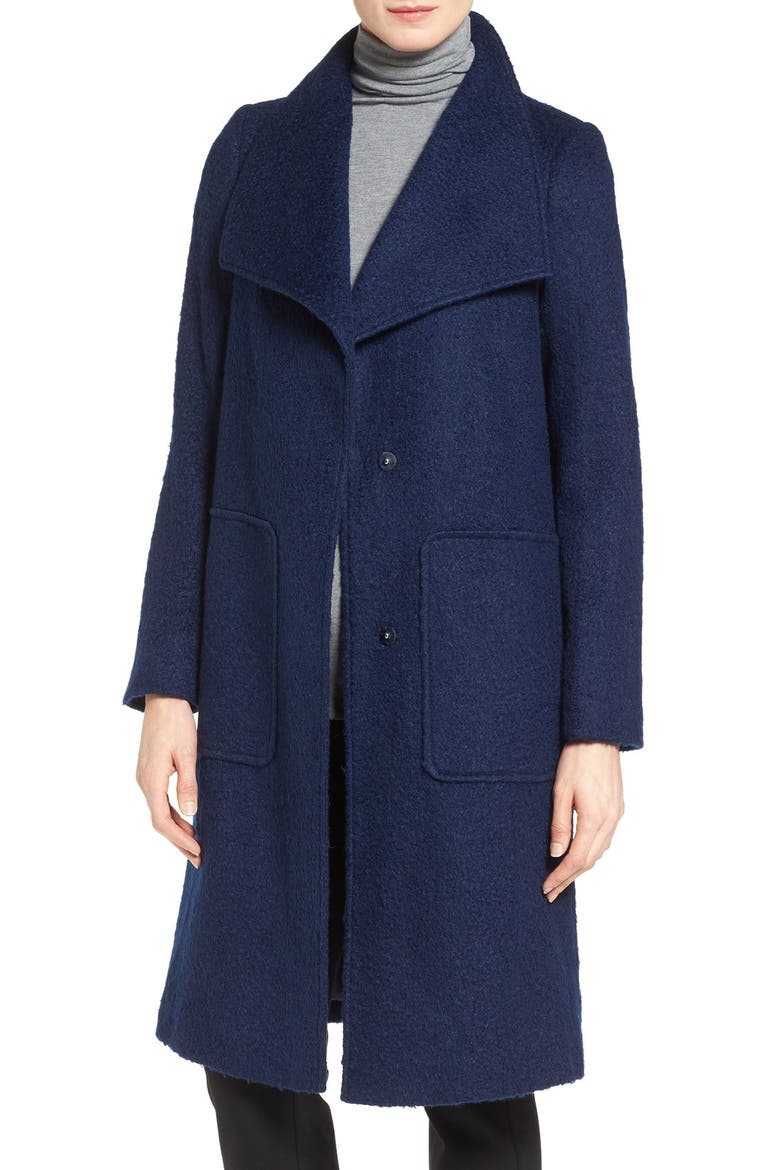 Textured Long Coat, Main, color, EVENING BLUE