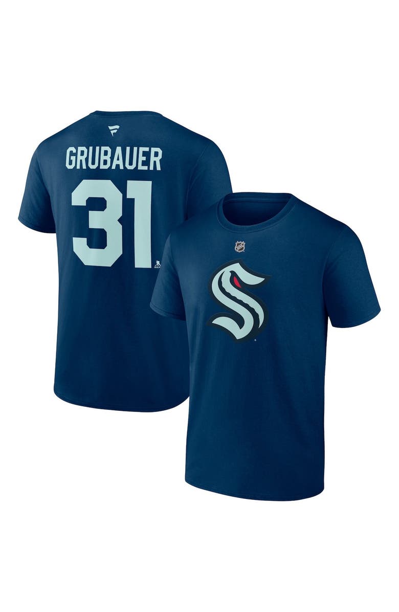 FANATICS Men's Fanatics Branded Philipp Grubauer Navy Seattle Kraken Special Edition 2.0 Name & Number T-Shirt, Main, color, 