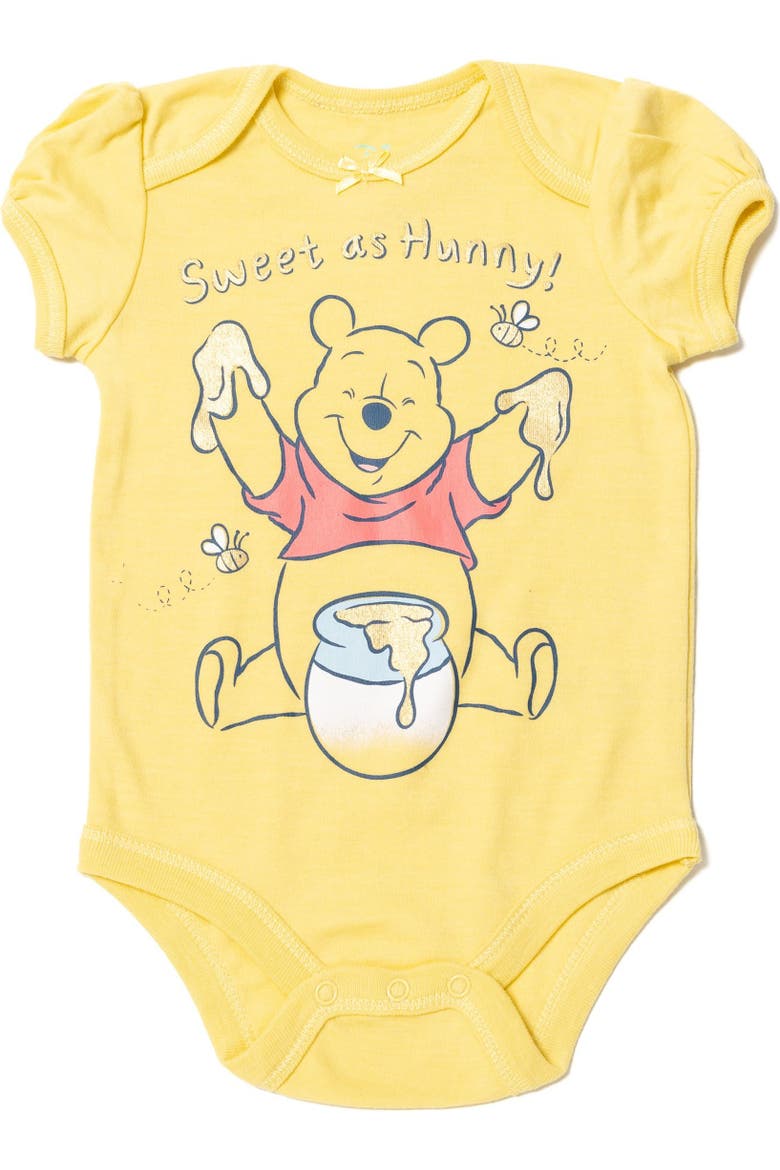 Winnie the Pooh Girls' 5-Pack Short Sleeve Bodysuits, Alternate, color, Tie Dye Blue Pink
