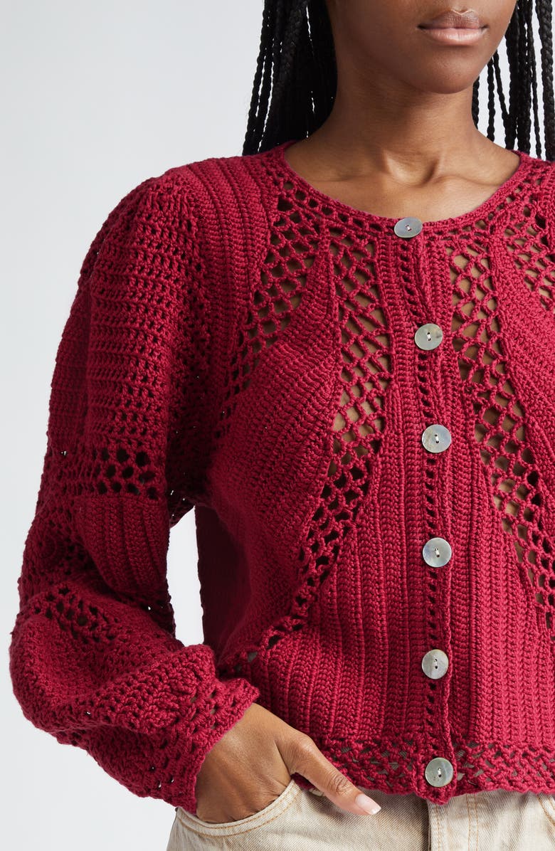 FARM Rio Flower Crochet Cardigan Sweater, Alternate, color, 