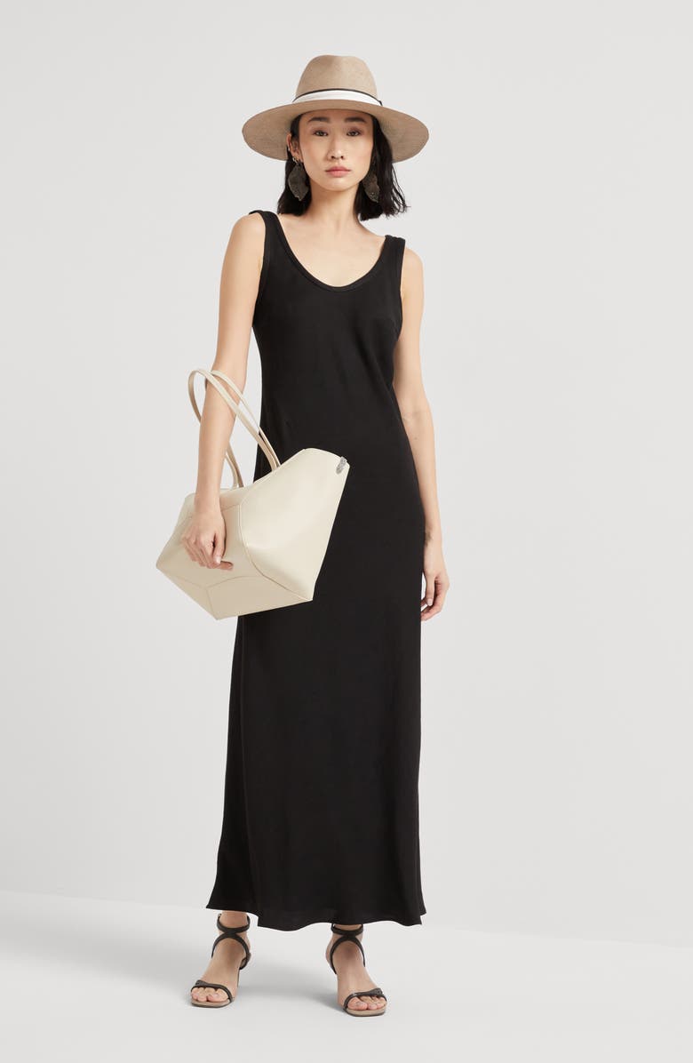 Brunello Cucinelli Fluid twill Tank dress, Alternate, color, 