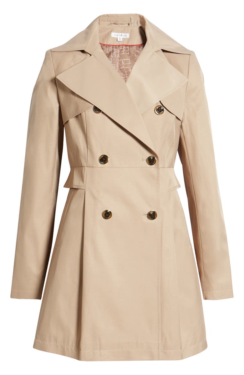 Via Spiga Water Repellent Hooded Cotton Blend Trench Coat, Alternate, color,