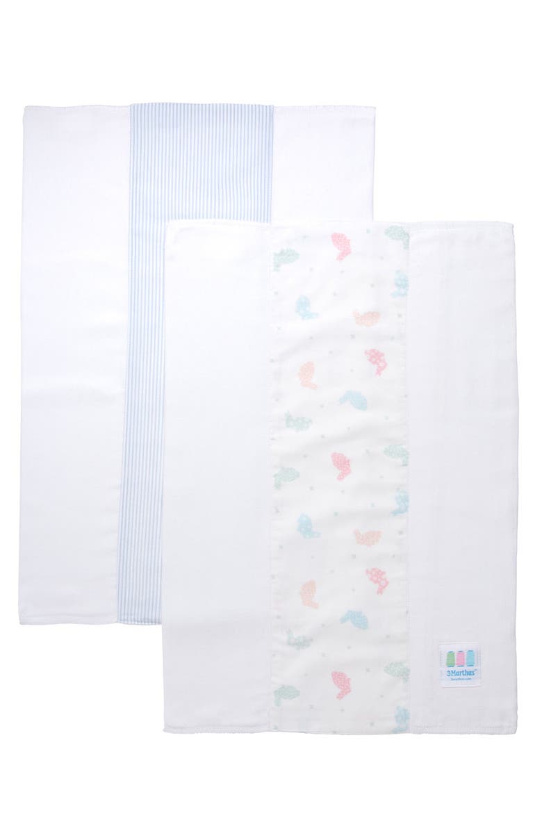 3 Marthas Print Set of Two Burp Cloths, Alternate, color, Bunny Print & Blue Seersucker