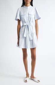 Derek Lam 10 Crosby Clynton Variegated Stripe Short Sleeve Shirtdress