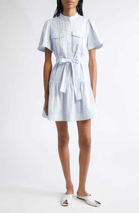 Derek Lam 10 Crosby Clynton Variegated Stripe Short Sleeve Shirtdress