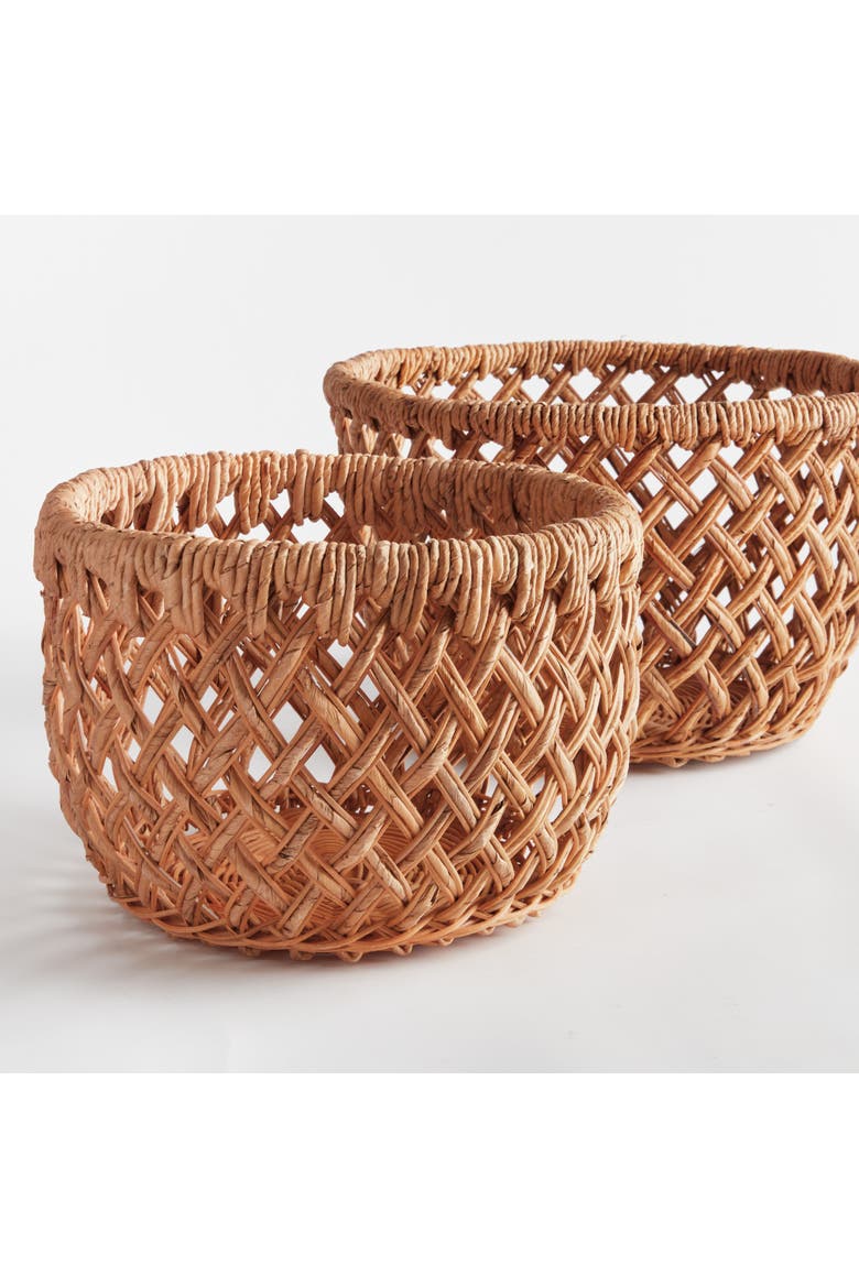 Emlyn Rattan Decorative Baskets Set of 2 Without Handles, Main, color, Beige