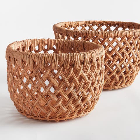 Emlyn Rattan Decorative Baskets Set of 2 Without Handles
