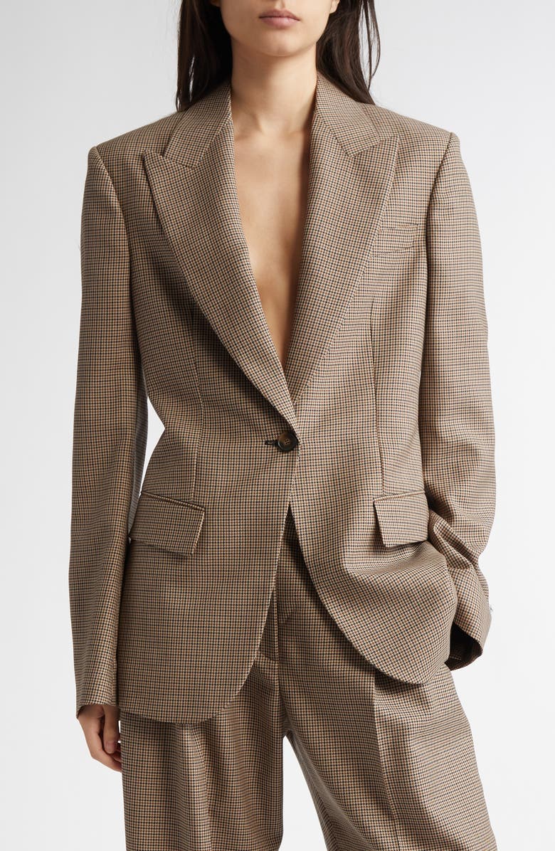 Stella McCartney Oversize Houndstooth Unlined Wool Blazer, Main, color, 