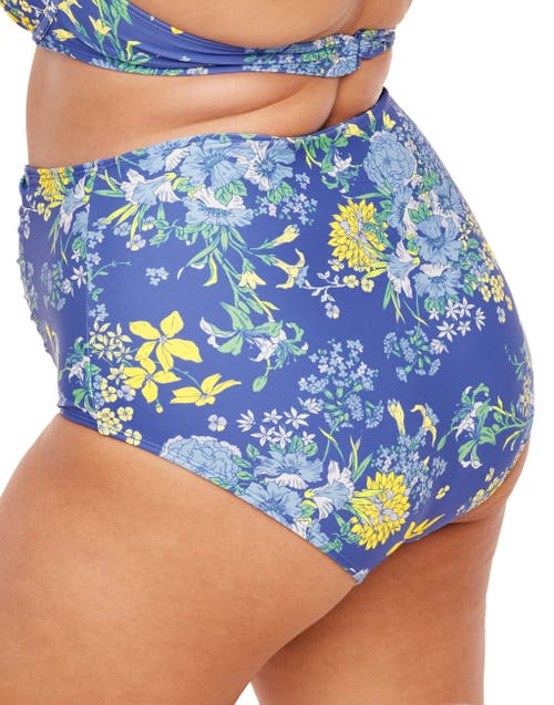 Adore Me Shelby Swimwear High Waist Bikini Bottom In Floral Blue