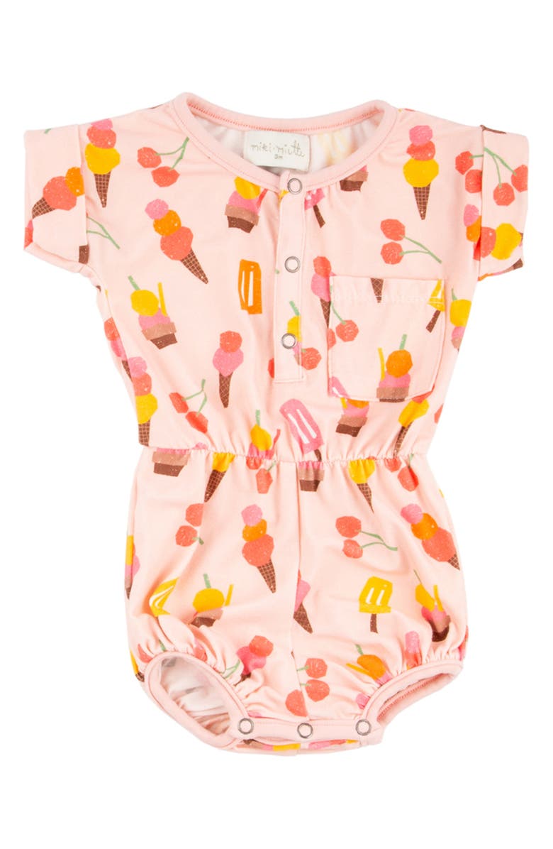 Miki Miette Print Jersey Romper, Main, color, 