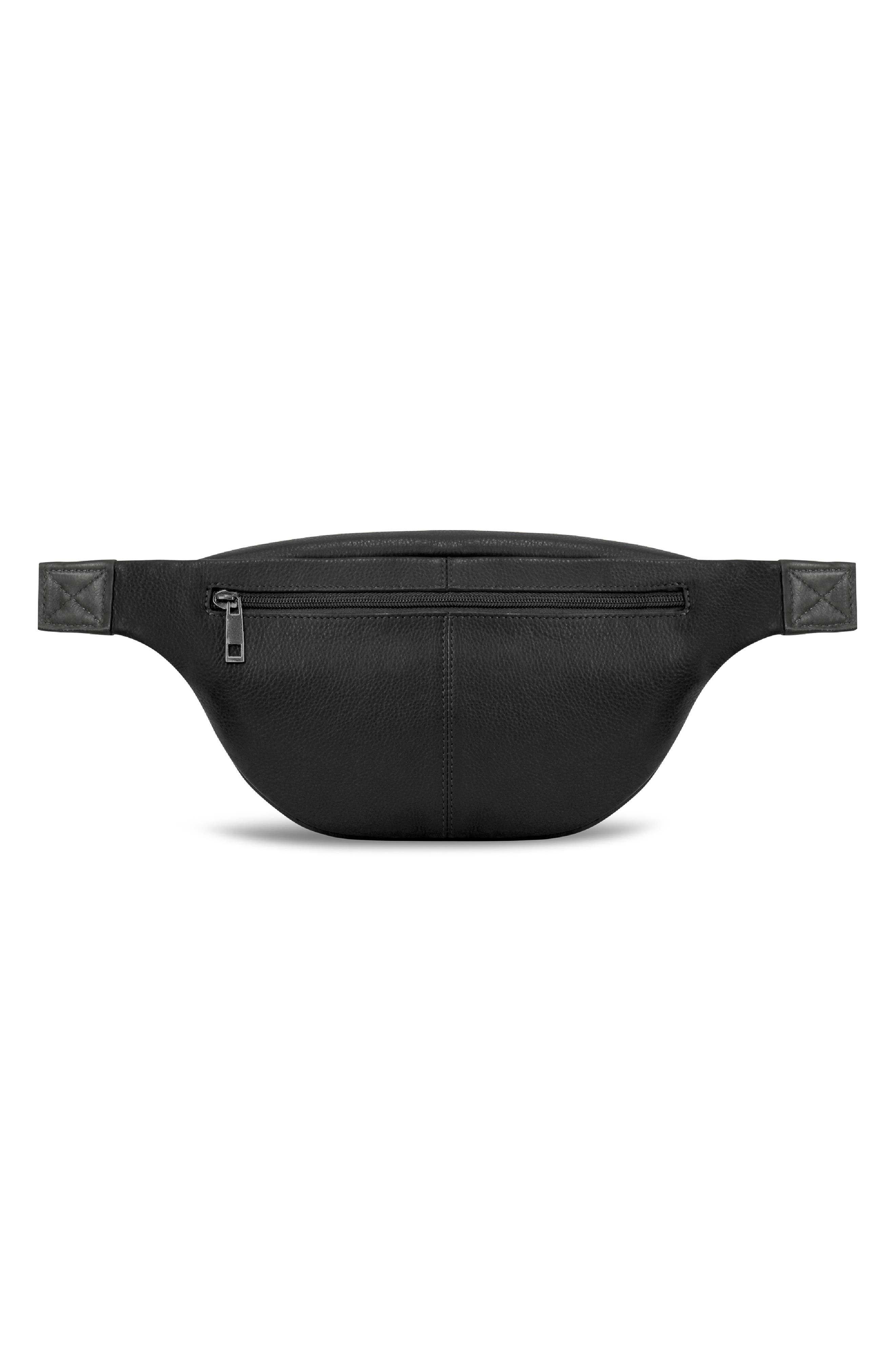 CHAMPS Onyx Leather Waist Pack, Alternate, color, Black