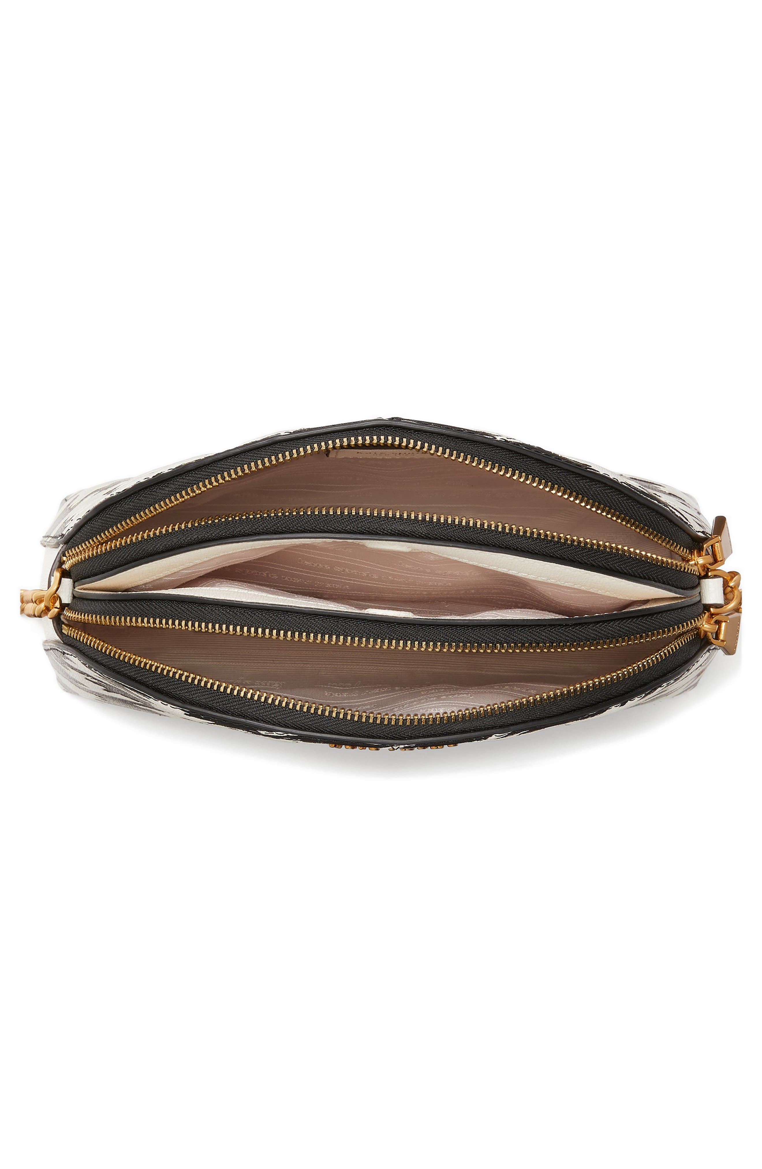 morgan painterly houndstooth double zip dome crossbody bag, Alternate, color, BLACK MULTI.