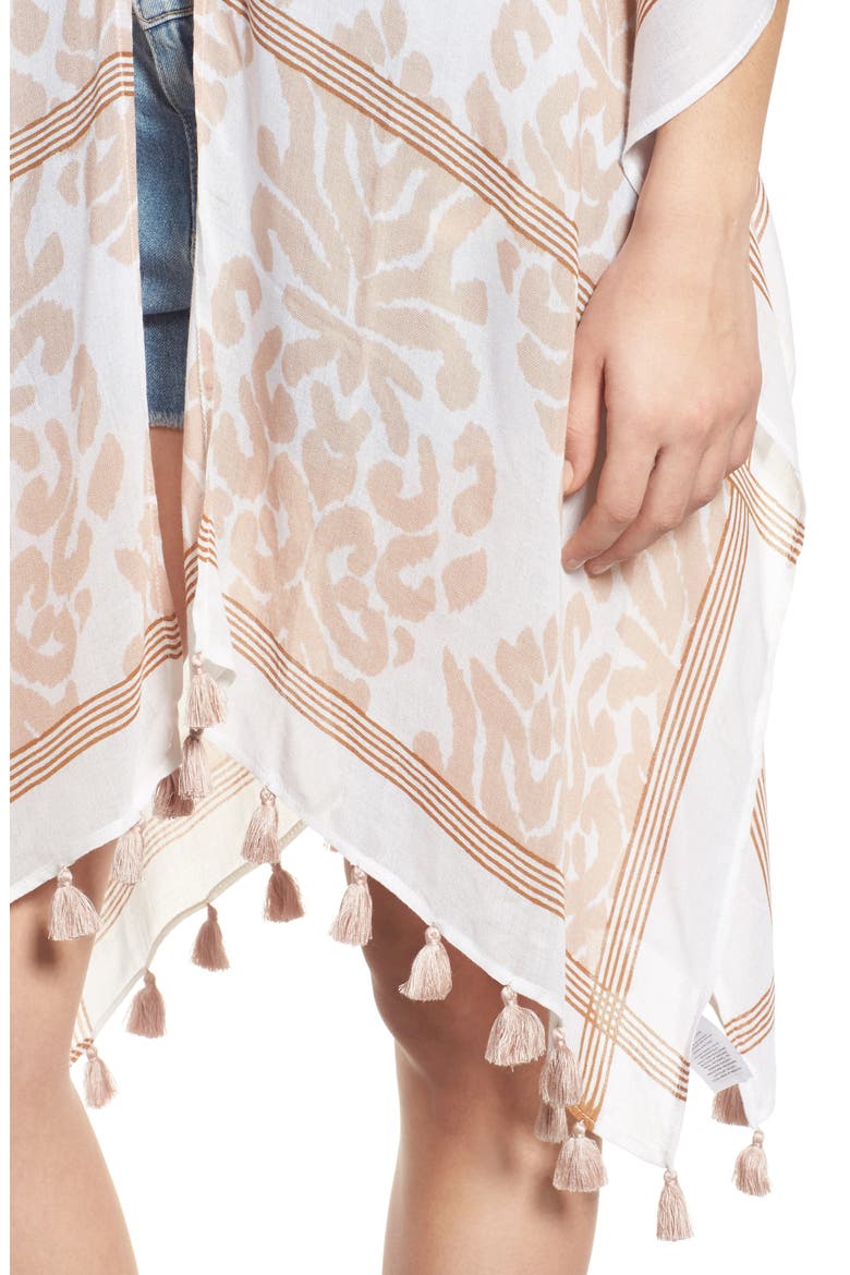 Print Tassel Duster, Alternate, color, BEIGE COMBO