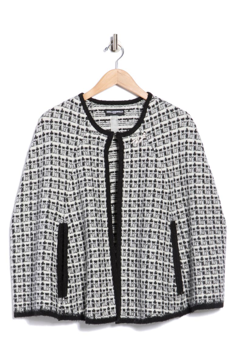 KARL LAGERFELD PARIS Shine Tweed Cape, Main, color, Black