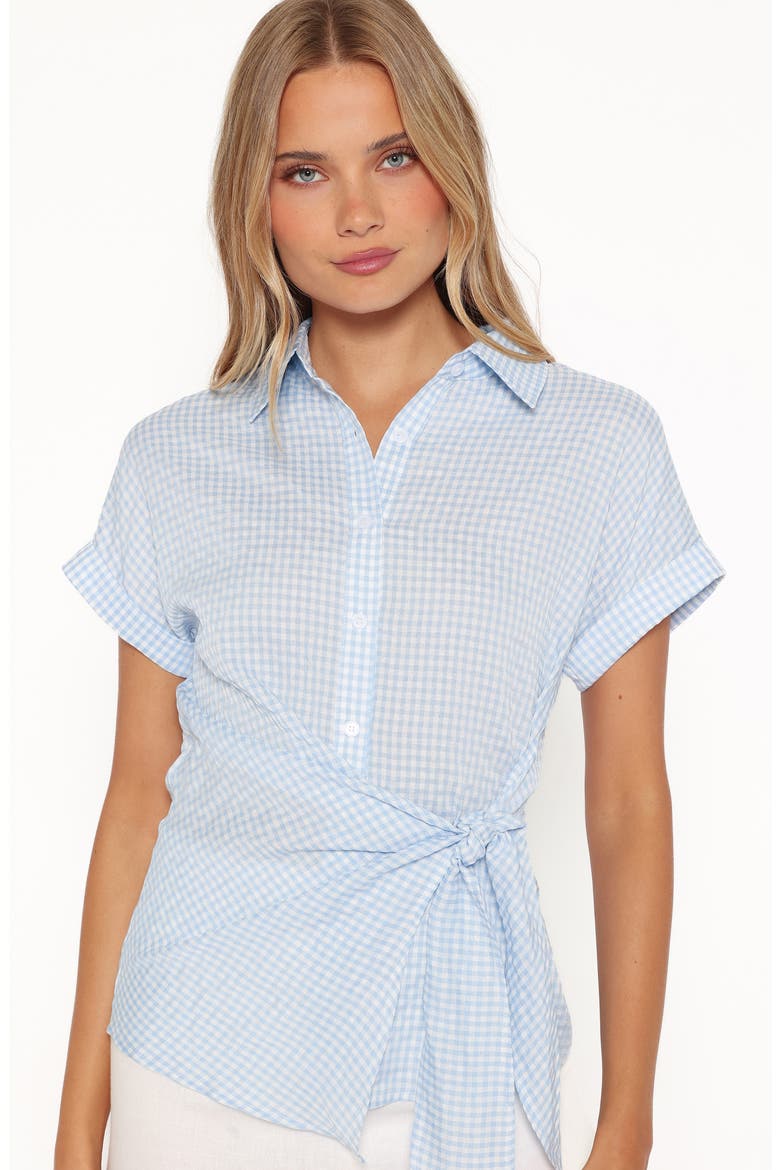 Shiloh Side Tie Shirt, Alternate, color, BLUE GINGHAM