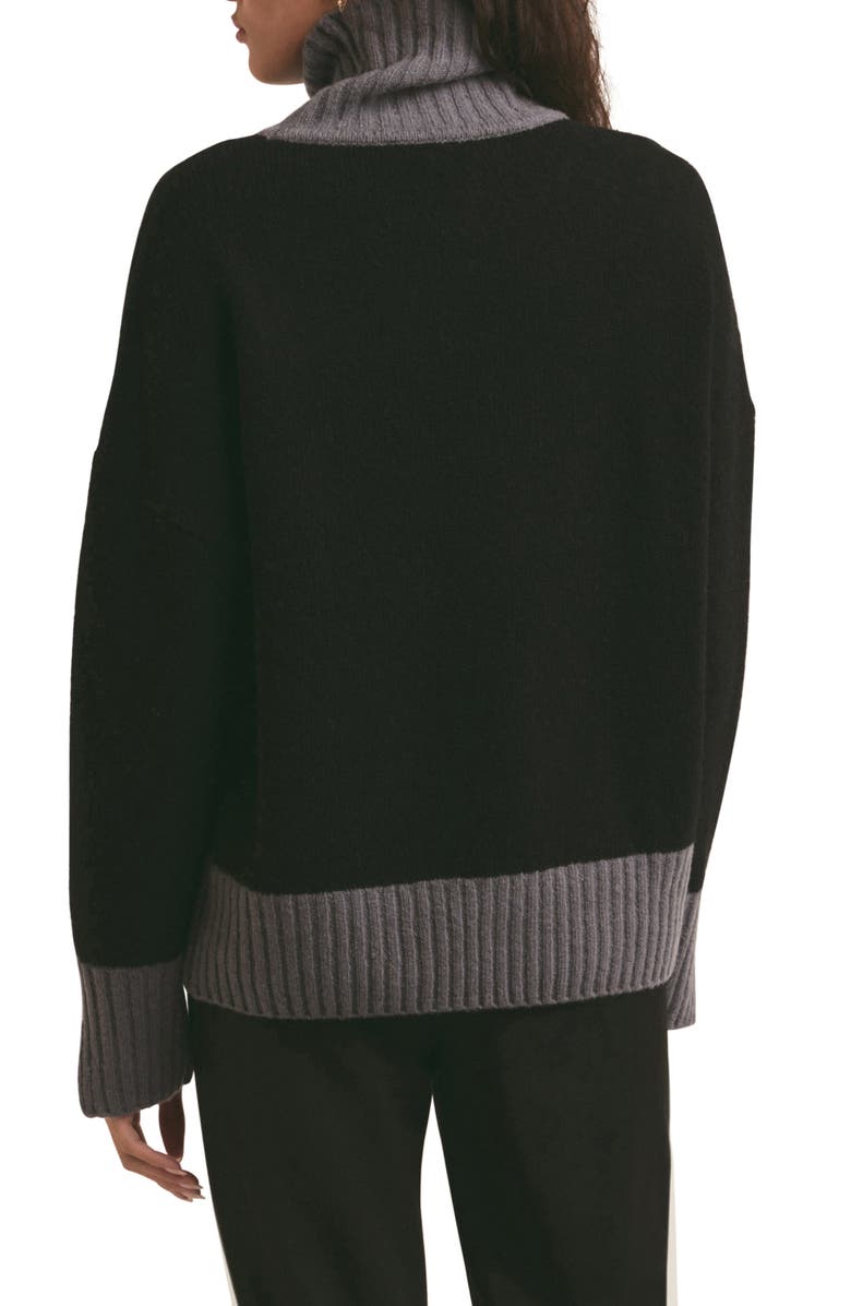 Favorite Daughter The Andi Contrast Rib Turtleneck Wool & Cashmere Blend Sweater, Alternate, color,