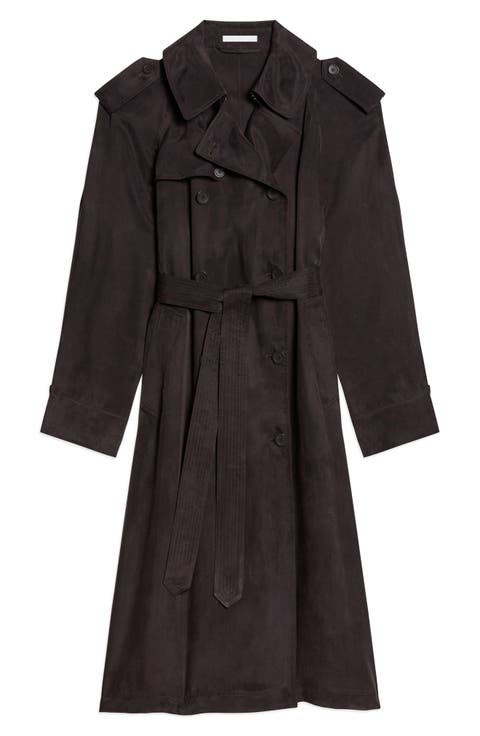 Fluid Microsuede Trench Coat