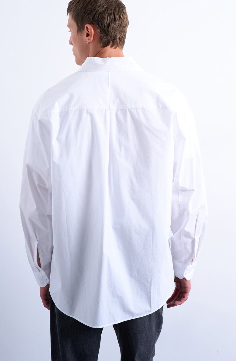 Topman Oversize Cotton Poplin Button-Up Shirt, Alternate, color, White