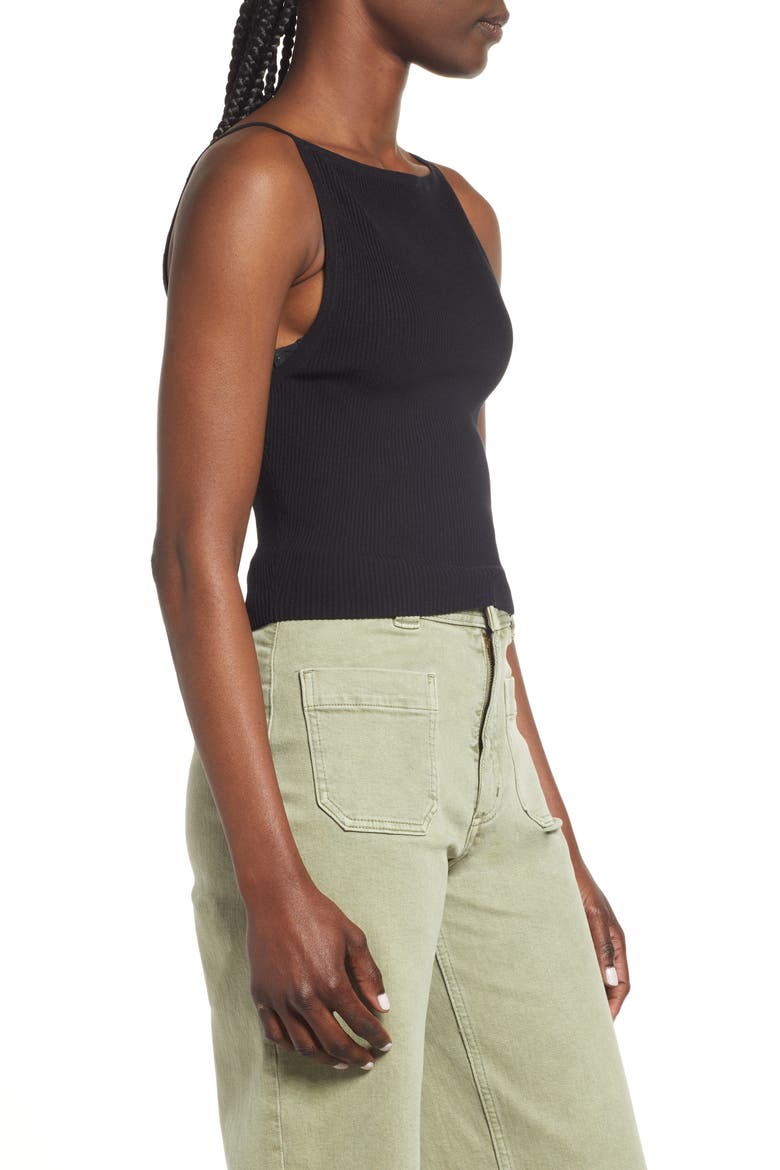 Rib Knit Camisole, Alternate, color, BLACK