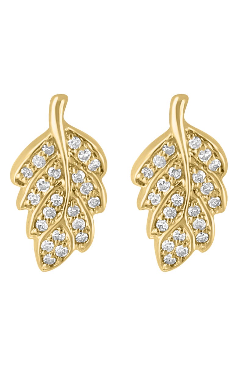 EFFY 14K Yellow Gold Diamond Leaf Stud Earrings - 0.17ct., Alternate, color,