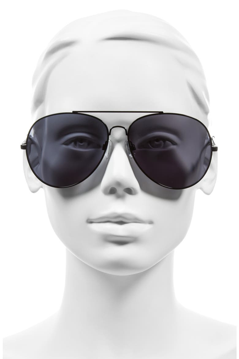 65mm Oversize Aviator Sunglasses, Alternate, color, BLACK/ BLACK