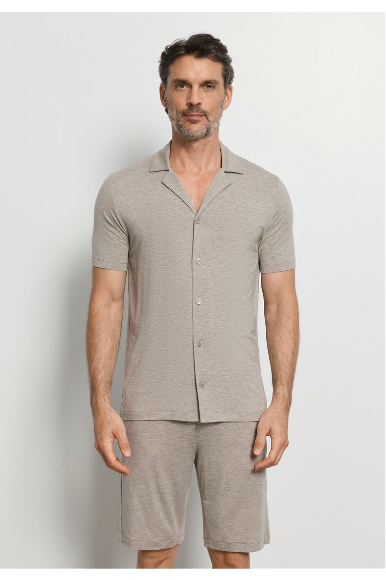 Casuals Notch Collar Button Front Shirt, Alternate, color, Hazelnut Melange