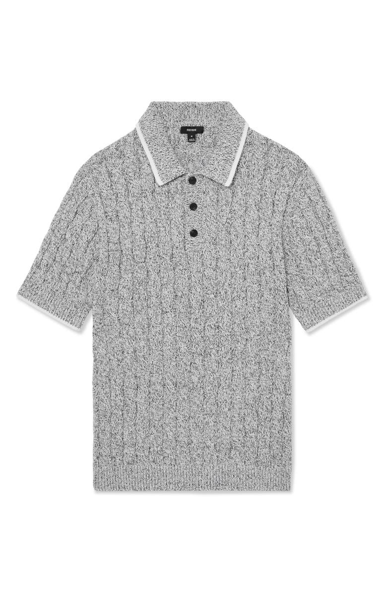 Reiss Denby Knit Polo, Alternate, color, Black/ White