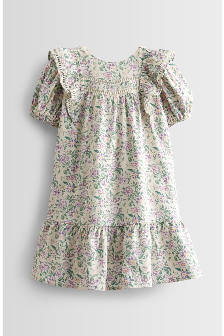 Kids' Floral Print Ruffle Puff Sleeve Dress, Main, color, IVORY EGRET LIZZY BROCADE