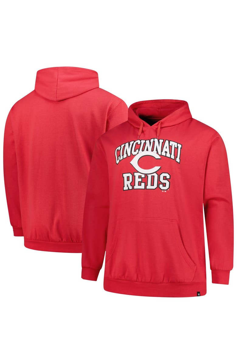 '47 Men's '47 Red Cincinnati Reds Big & Tall Velocity Fleece Pullover Hoodie, Alternate, color, Red