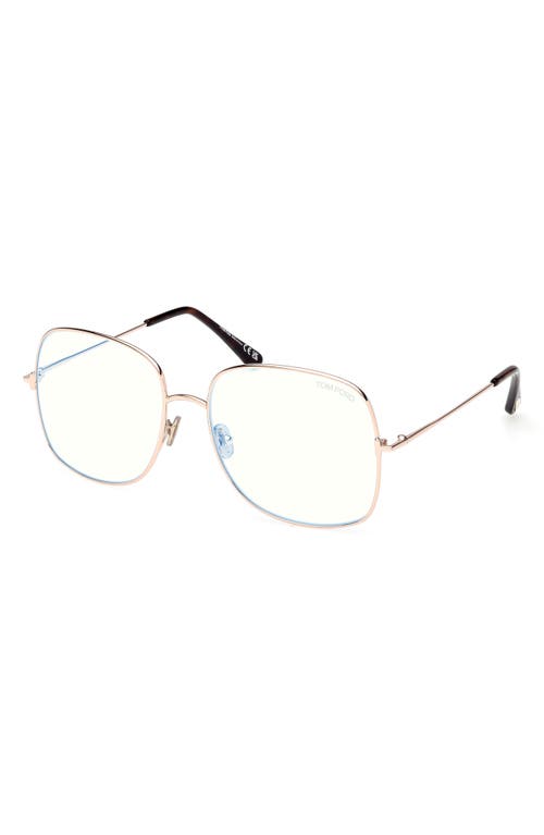 Tom Ford Blue Blocking Metal Cat-eye Glasses In Rose Gold/blue Block