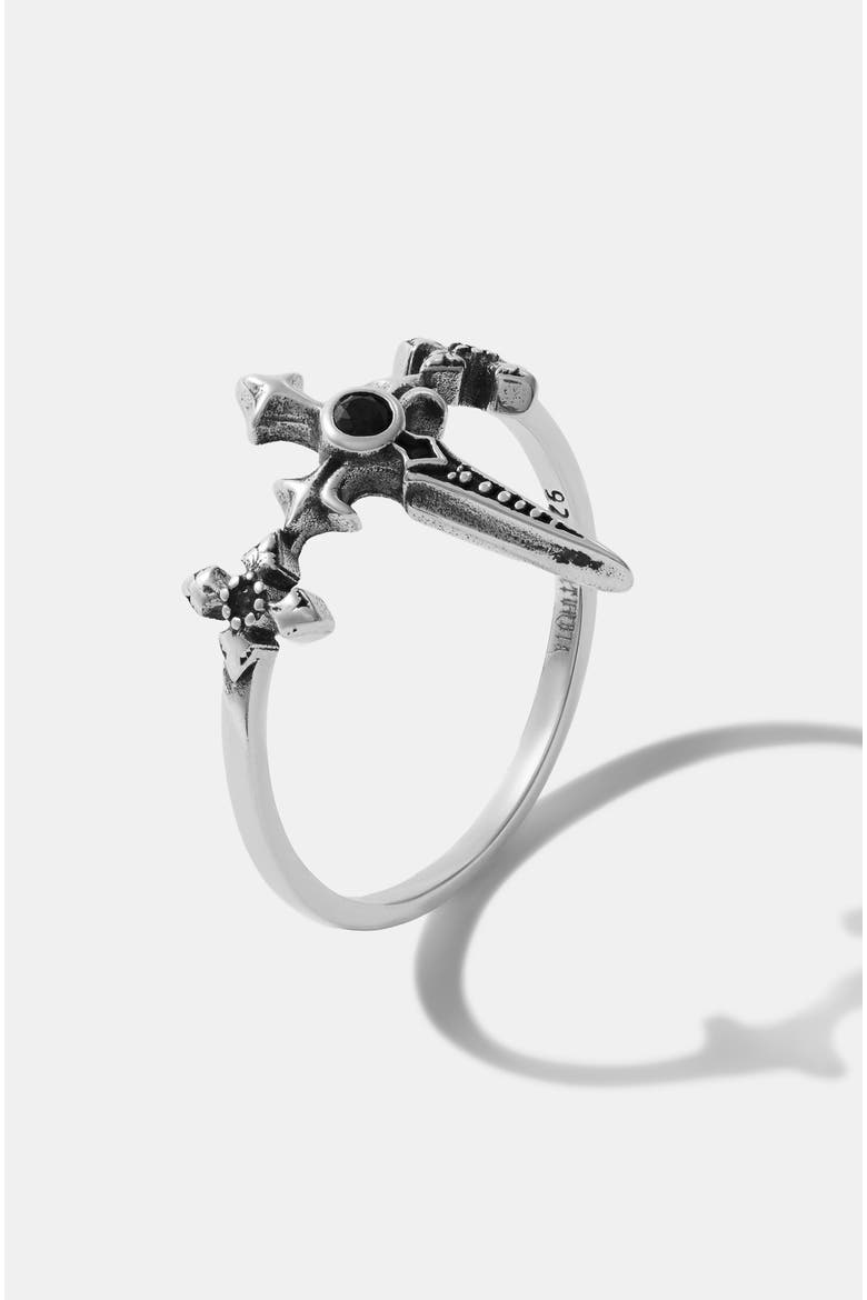 Sica Sterling Silver Black Spinel Ring, Alternate, color, Silver