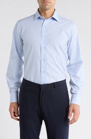 Lorenzo Uomo Trim Fit Vertical Stripe Cotton Dress Shirt