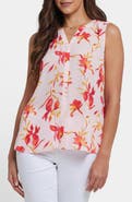 NYDJ Print Pleat Back Sleeveless Split Neck Blouse