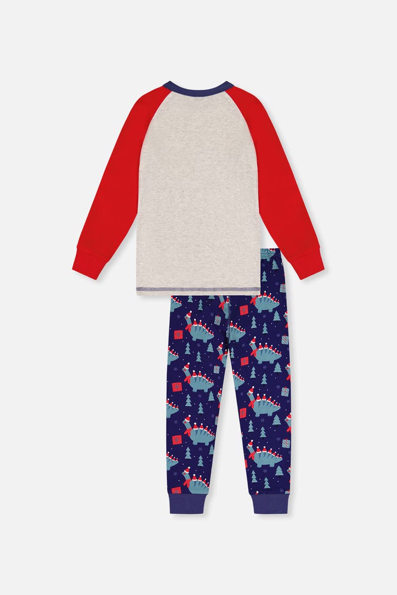 Organic Cotton Dinosaur Top Pants Two Piece Pajama Set, Alternate, color, Blue Dinosaur Print