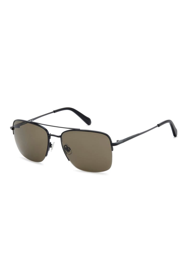 57mm Rectangular Sunglasses, Alternate, color, MATTE BLACK/ BROWN